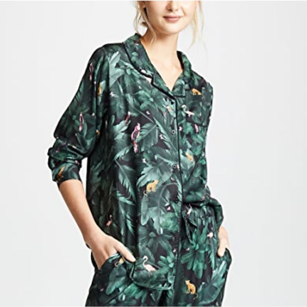 Plush Silky Jungle Print Pajama Top XS
